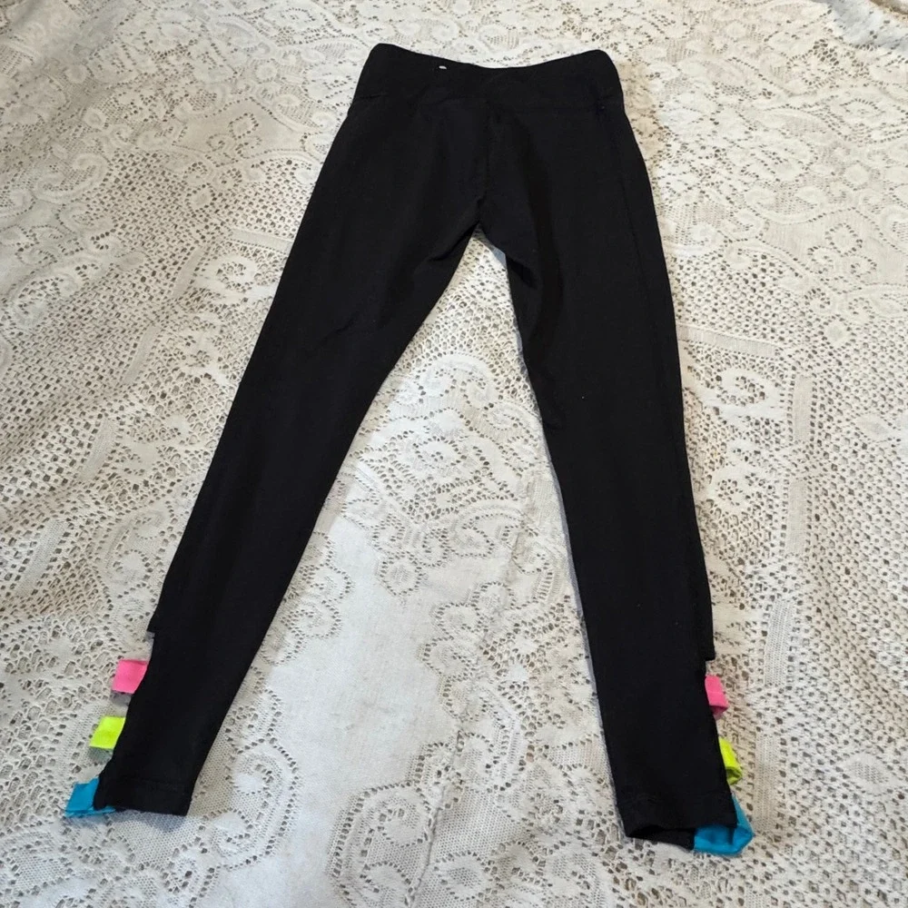 Justice Active Black Leggings‎ Girls Size 10 Cutout Neon Trim Athletic Pants